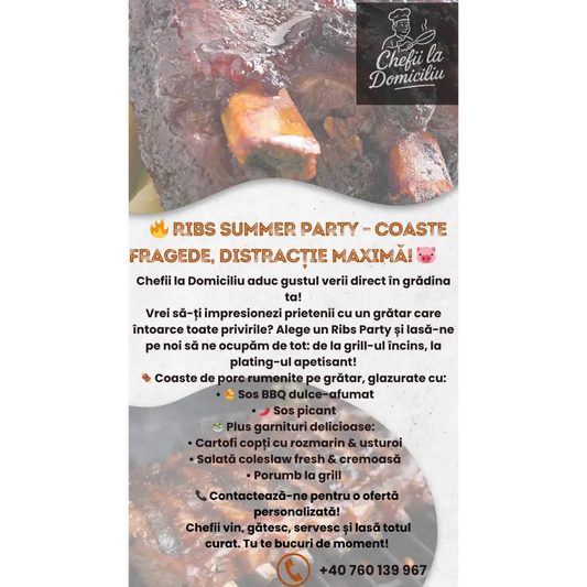 🍖 Ribs Summer Party – Gust intens gătit lent și servit cu stil - meniu party