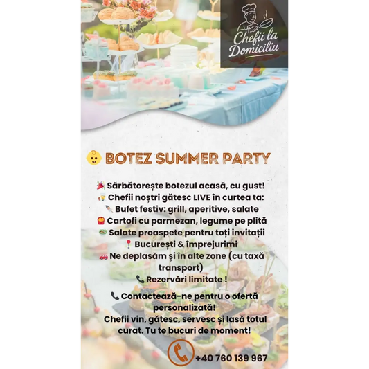 👶 Botez Summer Party – o zi specială într-un cadru relaxat și festiv - Meniu Gourmet pentru Evenimente Private