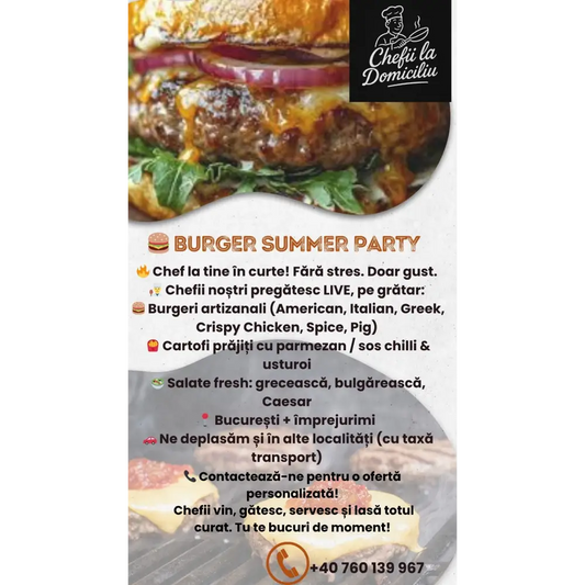 🍔 Burger Summer Party – petrecere cu gust direct în grădina ta! - meniu party