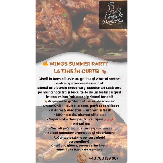🍗 Wings Summer Party – Aripioare la grătar petrecere garantată! - meniu party